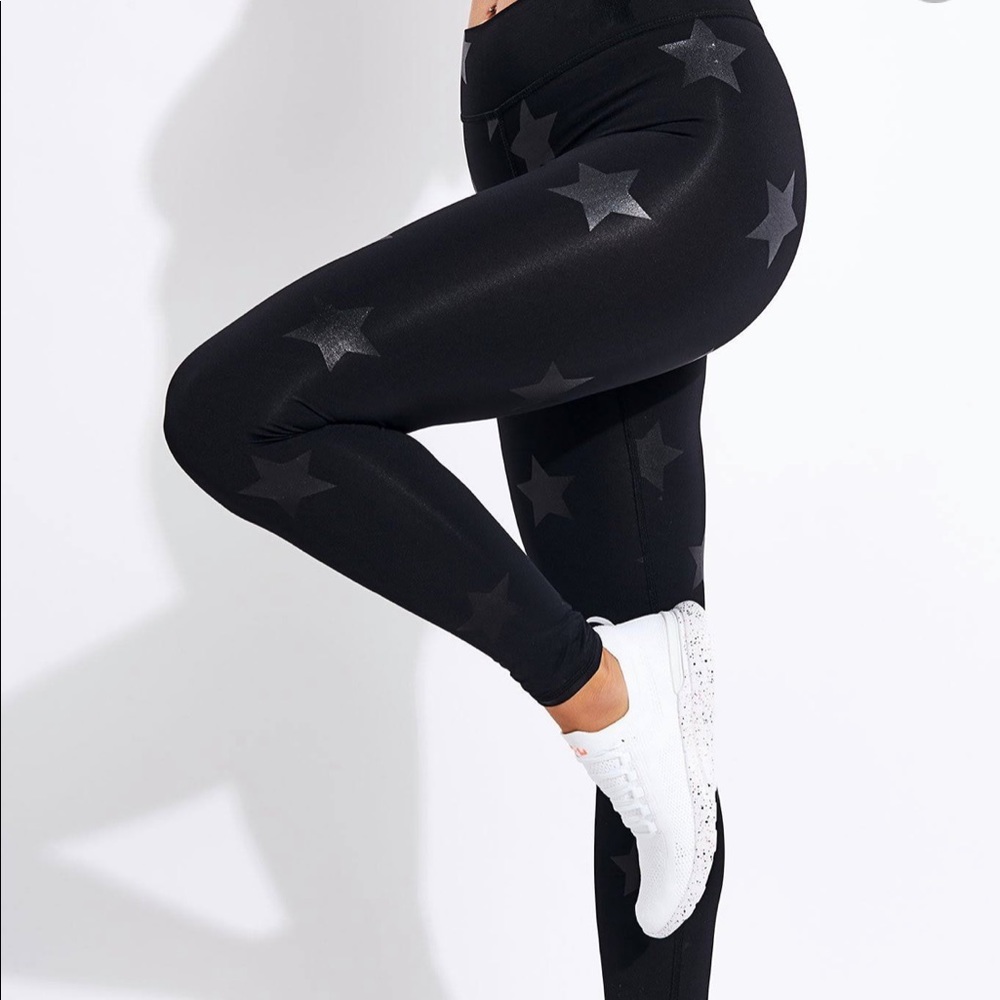 Terez Black Foil Star Leggings Size XS